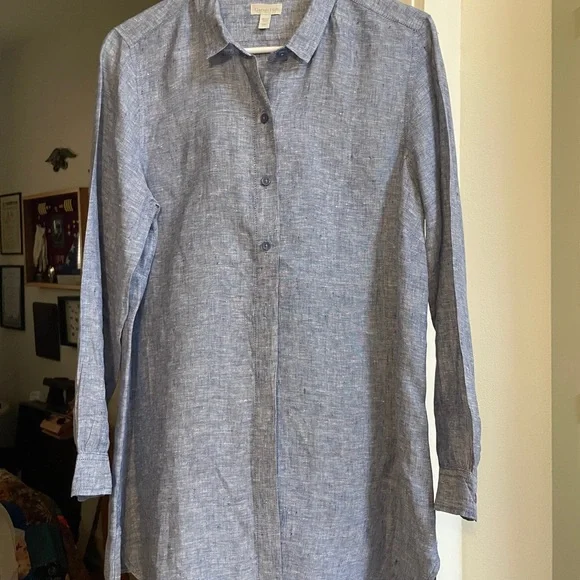 Garnet Hill Chambray Blue Shirt PM - Picture 3 of 5